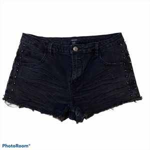 Forever 21 Black Distressed Jean Shorts